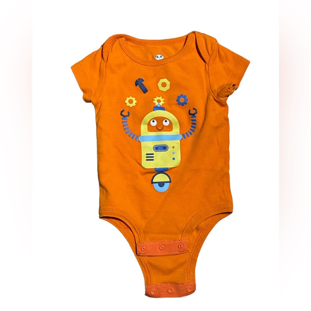 3 FOR $10 ROCOCO 6m Orange Robot Onesie